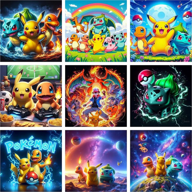 Potdemiel Pokemon Pikachu DIY Diamantmalerei Set mit Mosaik-Stickerei in Multicolour - Bild 1