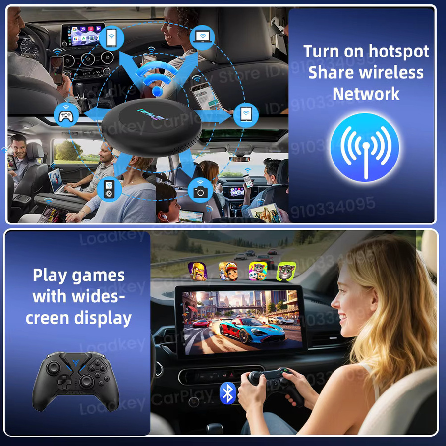 Carlinkit Ultra2 Android 15 Ai Box Wireless CarPlay und Android Auto Adapter mit YouTube, Netflix und WiFi 6 in Schwarz - Bild 4