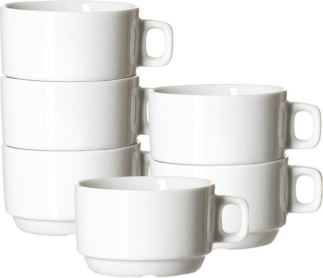 Ritzenhoff & Breker Kaffeetassen mit Untertassen Bianco Weiß 6er Set 190 ml - Bild 1