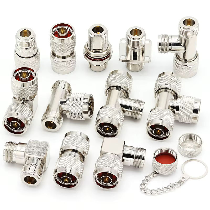 KEBEIS N-Typ auf N-Stecker 3-Wege-Verteiler T-Typ RF-Koaxialadapter 90-Grad-Winkel Flansch in Silber - Bild 2