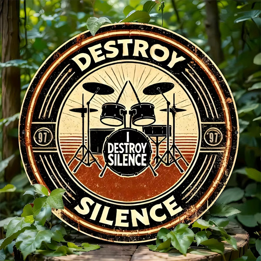 Potdemiel Vintage-Aluminiumschild Destroy the Silence in Multicolour, B/H: 19,81 x 19,81 cm - Bild 4