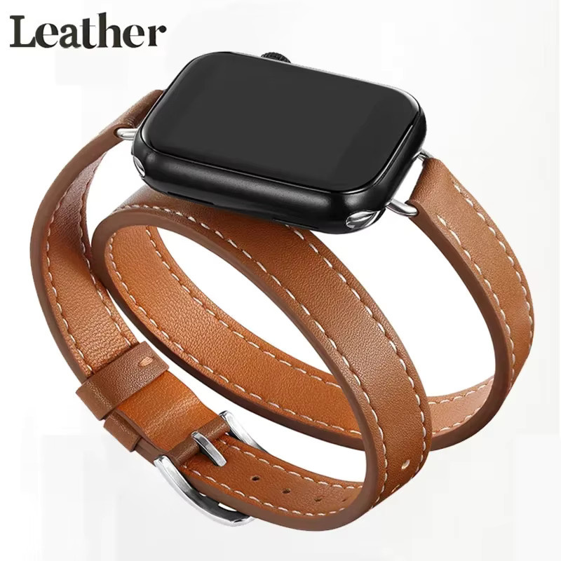 CAOWTAN Lederarmband für Apple Watch, Double Tour - Bild 6