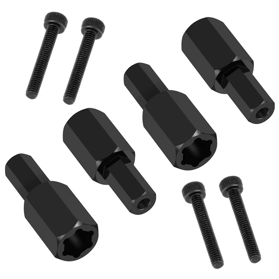 AXSPEED Rad-Sechskant-Nabenadapter, 4-teiliges Set, Metall, Schwarz - Bild 3