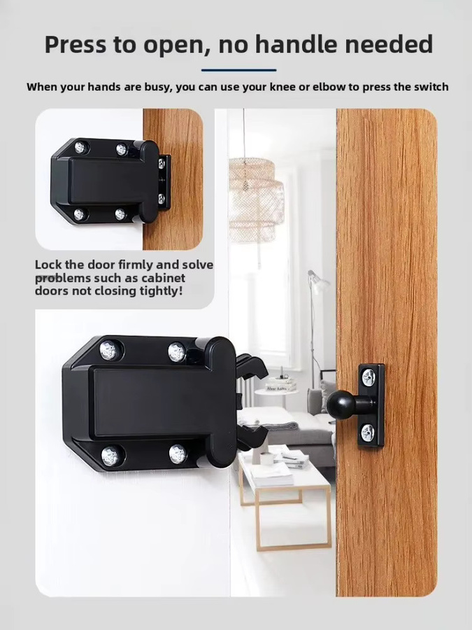 Push-to-Open-Schrankverschluss in Weiß, nicht-magnetische Berührungssperre als Türstopper mit Rückprall-Selbstverriegelung für Schrank, Schublade und Garderobe - Bild 6