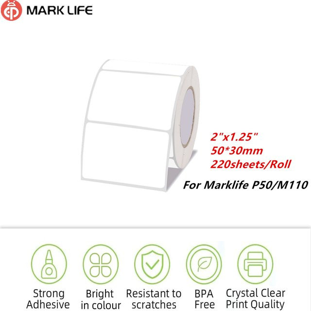 Marklife Thermo Etiketten für Barcodes und Inventar, weiß, B: 5 cm, H: 3 cm - Bild 1