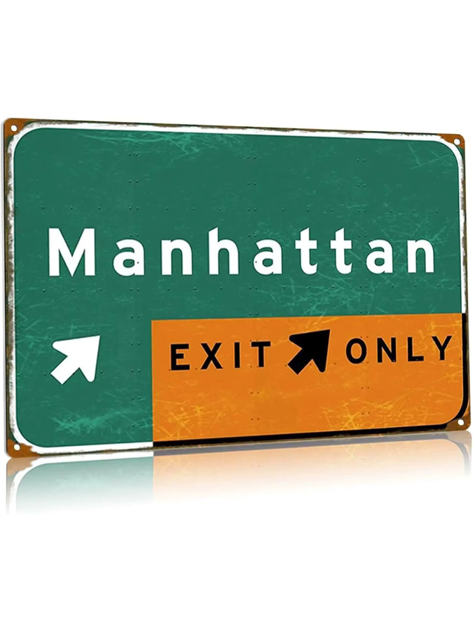 Potdemiel Retro-Metallblechschild Ny Manhattan Nur Ausfahrt Wanddeko - Bild 2