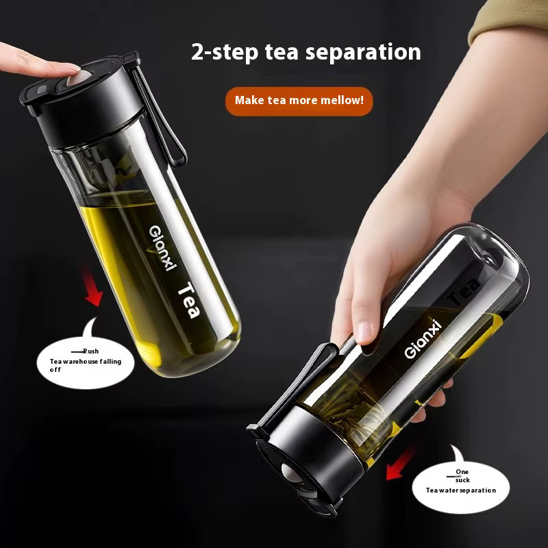 Gianxi Magnetic Bullet Teetasse Tritan Sportwasserflasche mit Teetrennung, Weiß/Transparent - Bild 3