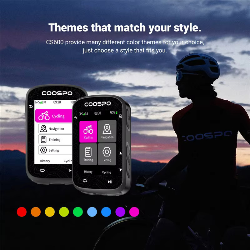 COOSPO CS600 GPS-Fahrradcomputer mit farbigem Karten-Touchscreen und Navigation in Schwarz und Bunt - Bild 3