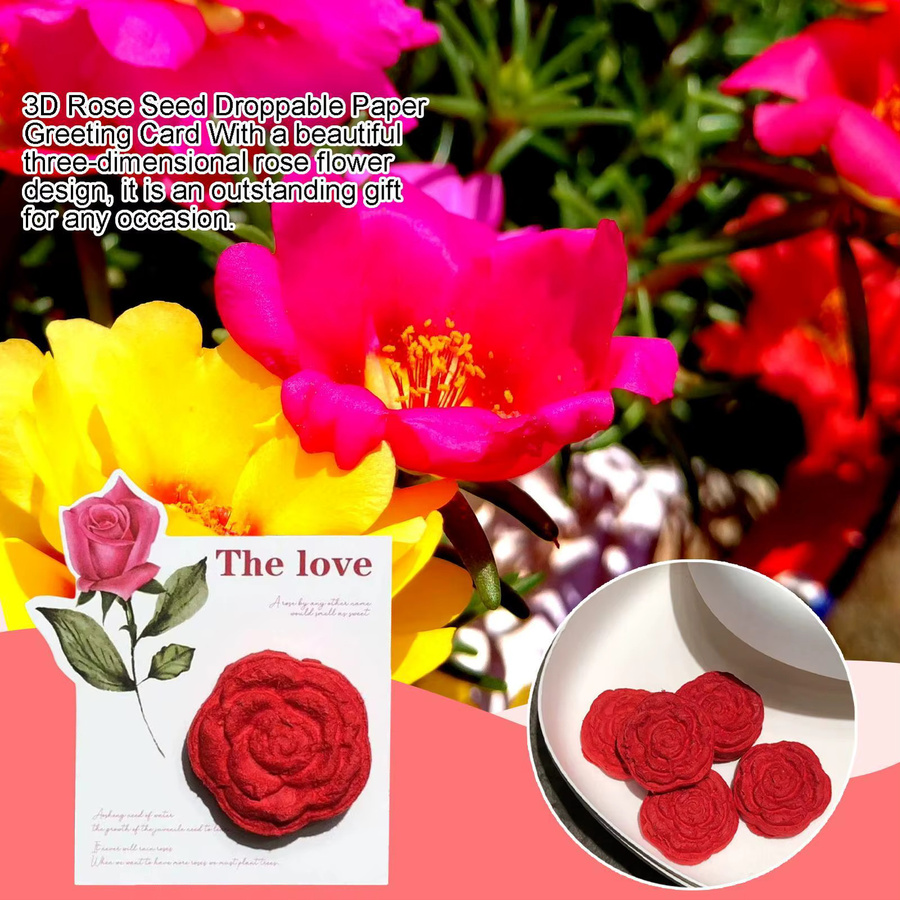 Kreative 3D-Popup-Grußkarte mit Rose und Blumensamen aus Papier in Rot - Bild 2