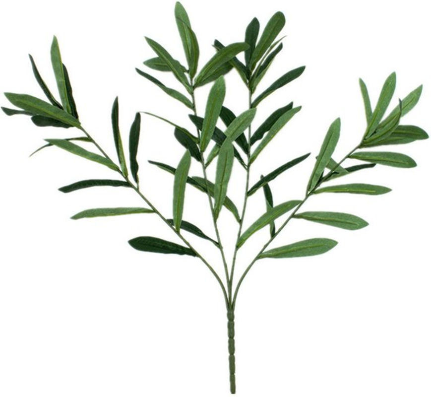 Tooarts Künstlicher Olivenzweig in Grün als Dekoration für Hochzeit und Garten, Einzelstiel aus Textil und Metall, Höhe: 40 cm - Bild 1