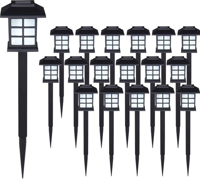 monzana LED Solarleuchten 18er-Set in Schwarz mit Dämmerungssensor und Erdspieß für Garten, Terrasse und Balkon - Bild 1