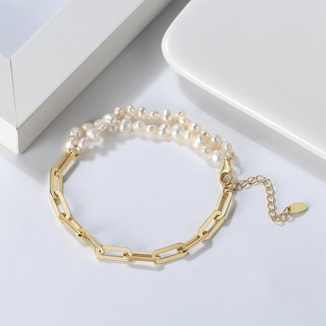 Armband 925 Sterlingsilber, Süßwasserperle, Damen, grau - Bild 1