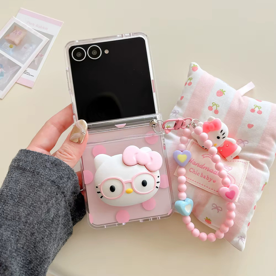 Sanrio Hello Kitty Handyhülle mit Ständer und Lanyard als Hard Cover für Samsung Galaxy Z Flip 7 6 5 4 - Bild 3
