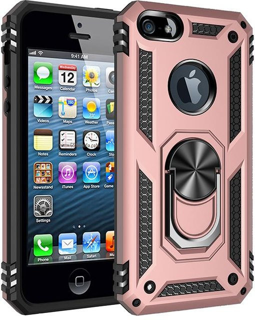 Stoßfeste Luxus-Schutzhülle für Apple iPhone mit magnetischem Ring in Pink - Bild 1