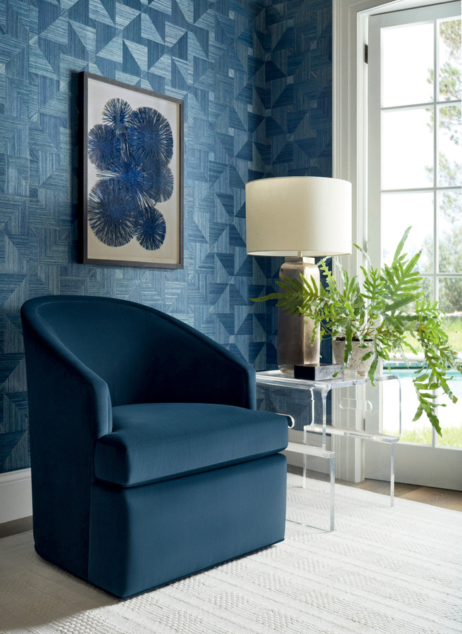 Thibaut Tapete Bali Weave in Navy Blau mit geometrischem Sisal-Design - Bild 2