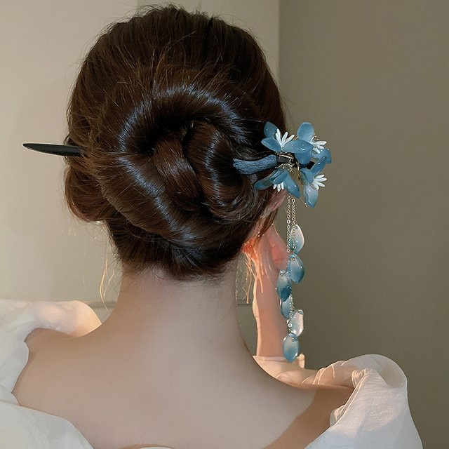 K-HOME Haarspangen, Blaue Blumenfransen, Damen - Bild 1