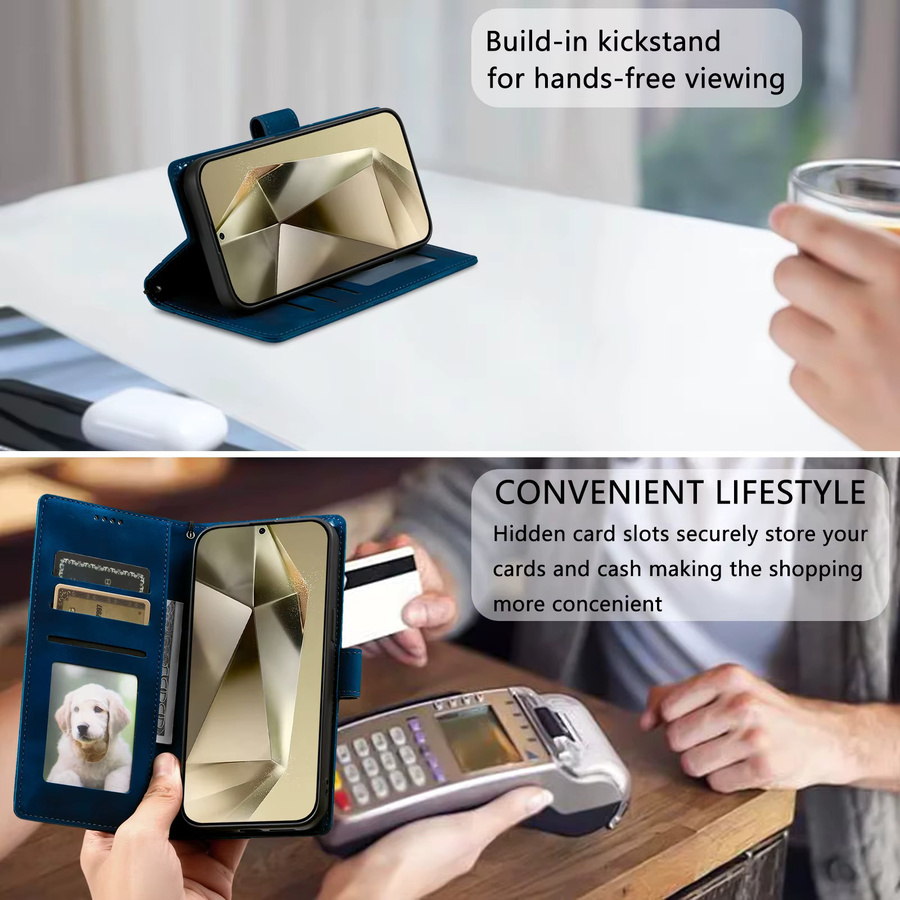 Geprägte Totem Leder-Handyhülle als Brieftaschen-Kartenhülle für Samsung Galaxy (Farbe: Grau) - Bild 5