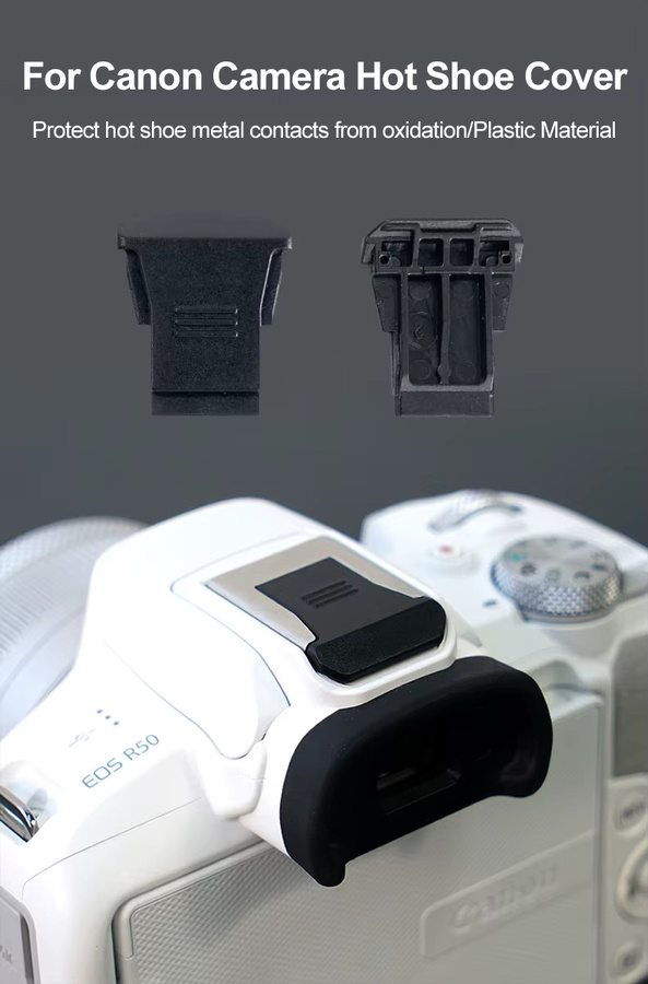 Kamera-Blitzschuh-Abdeckung für Canon EOS und EF Kameras in Schwarz aus Metall und Kunststoff zum Schutz für Canon RP, R6, R6II, 6D und 5D4 - Bild 4