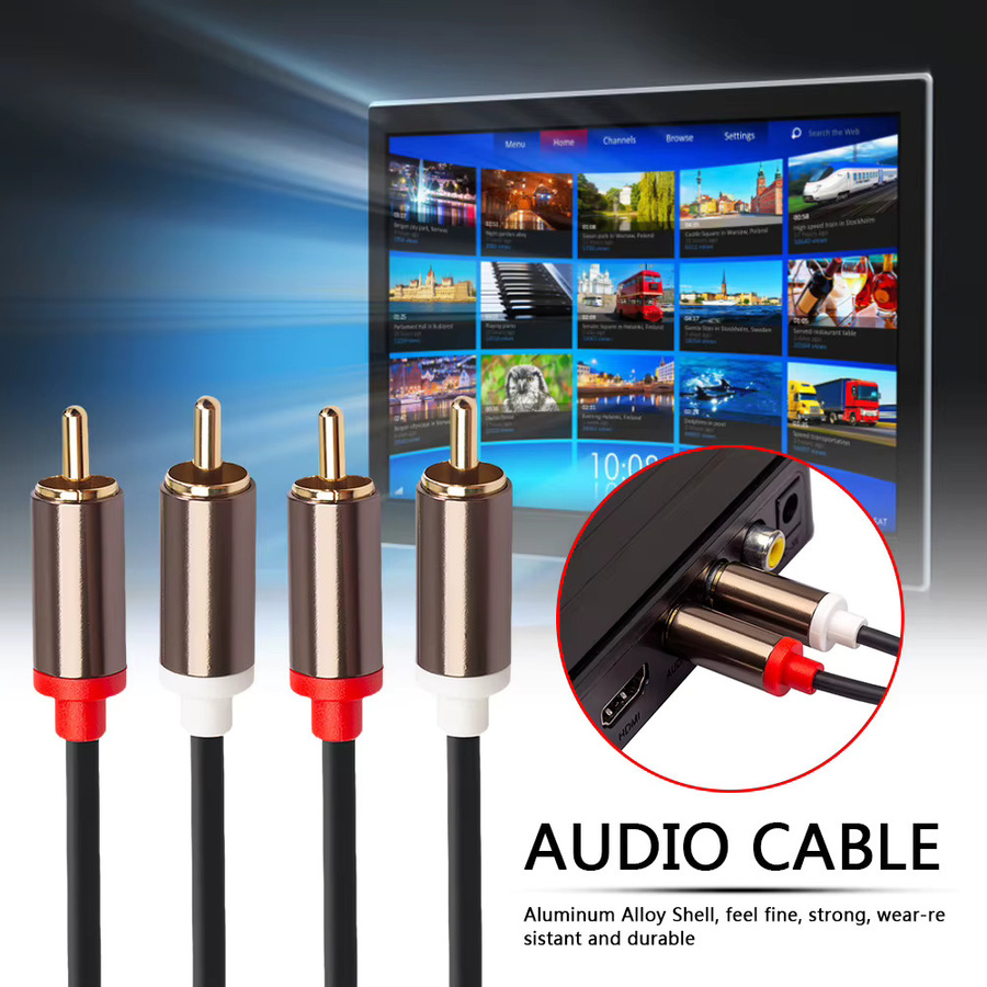 ALLOYSEED RCA zu RCA Audiokabel für TV-Verstärker und Lautsprecher, Schwarz - Bild 2