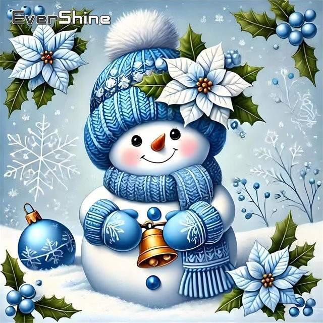 Evershine 5D DIY Diamant Malerei Schneemann Winter Landschaft Mosaik Wanddeko als Kreuzstich Set - Bild 1
