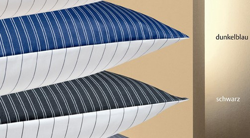 Janine Bettwäsche-Set Modern Classic 3936 aus Mako-Satin mit Streifen, Reversibel, Schwarz-Blau, Bettbezug 155 x 220 cm und Kissenbezug 40 x 80 cm - Bild 1