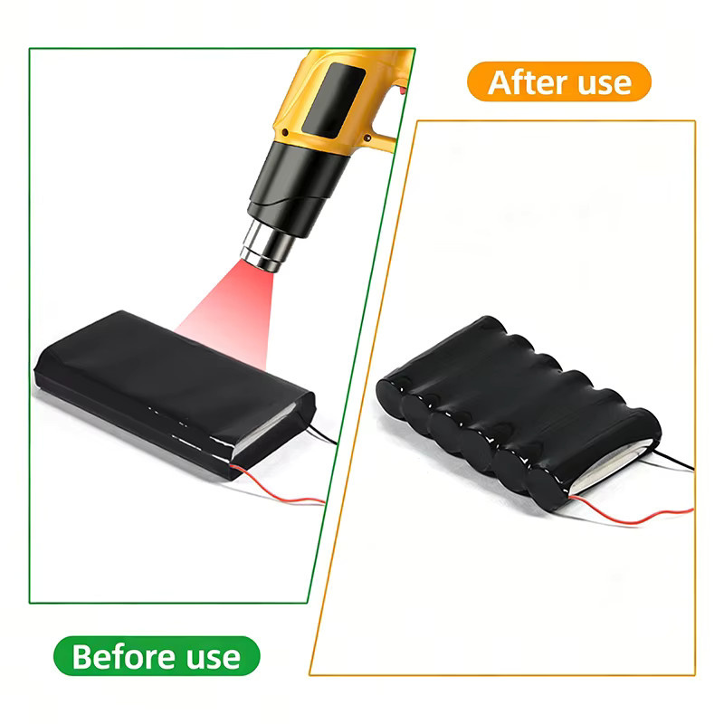 Schwarzer PVC-Schrumpfschlauch für 18650 Lipo-Akkupacks, isolierte Kabelhülle und Schutzfolie für Batterien, Breite: 50 mm bis 500 mm - Bild 5
