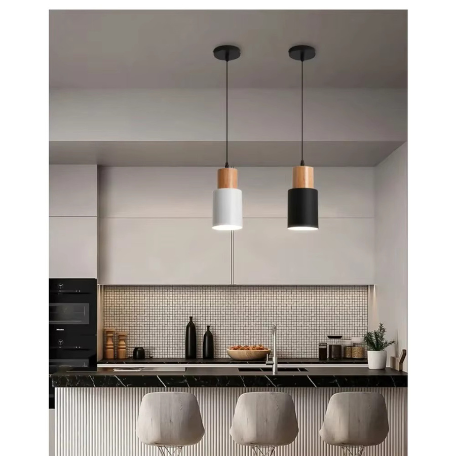 JOYINLED Moderner Nordic Pendelleuchten-Anhänger aus Keramik und Holz in Weiß für Schlafzimmer und Esszimmer - Bild 2