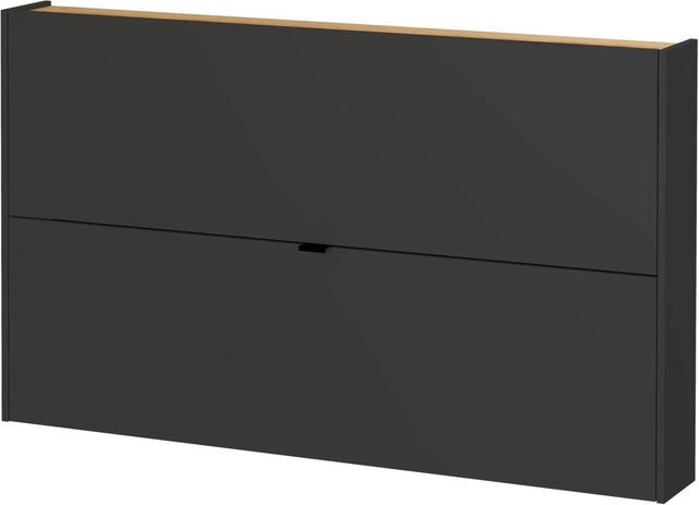 Schuhschrank Germania Navarra in Graphit und Eiche Optik mit Soft-Close-Türen, B/H/T: 140 x 85 x 19 cm - Bild 1