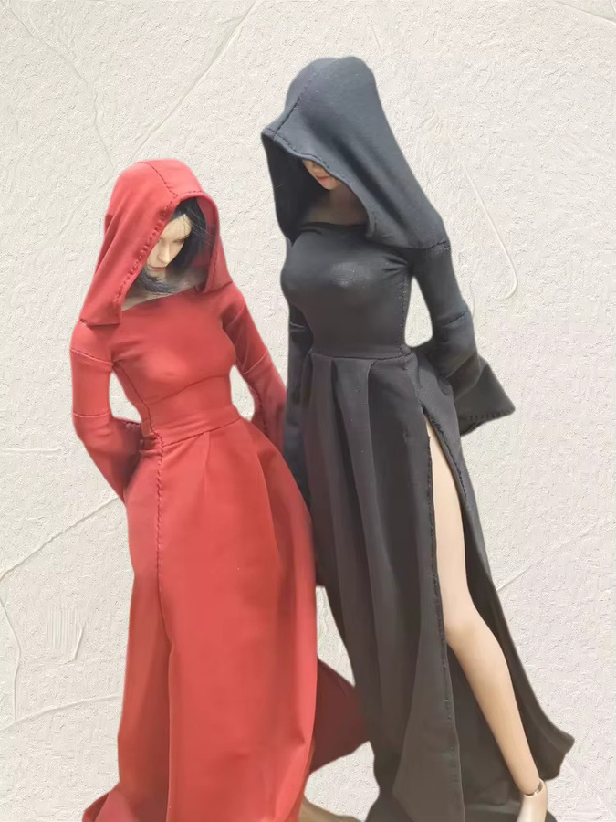 Taholicy Kleidungszubehör für weibliche Soldaten, Maßstab 1:6, eng anliegendes Kleid mit Kapuze, Rot - Bild 3