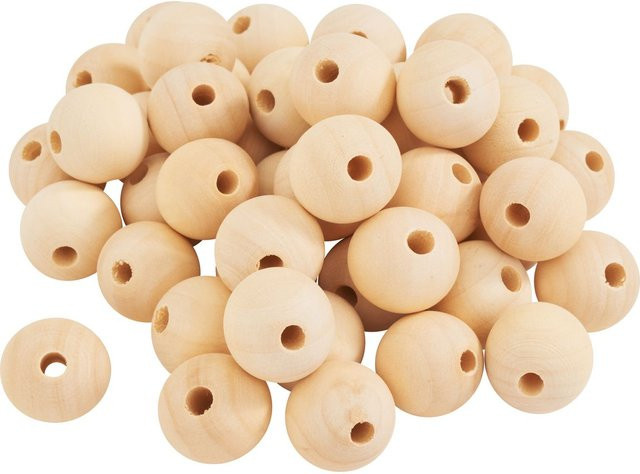 VBS XXL Holzkugeln durchgebohrt in Natur/Beige, Durchmesser: 2 cm, 50 Stück - Bild 1