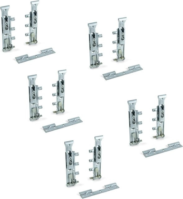 Emuca Levelup1 Set aus 5 verdeckten Haken für Oberschränke aus verzinktem Stahl in Silber - Bild 1
