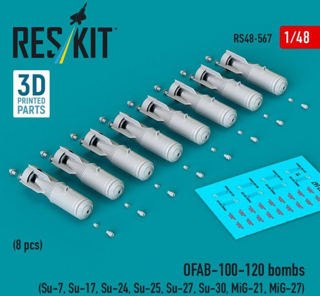 ResKit Models OFAB-100-120 Bombs, 8-teiliges Set, 1:48, Grau - Bild 1
