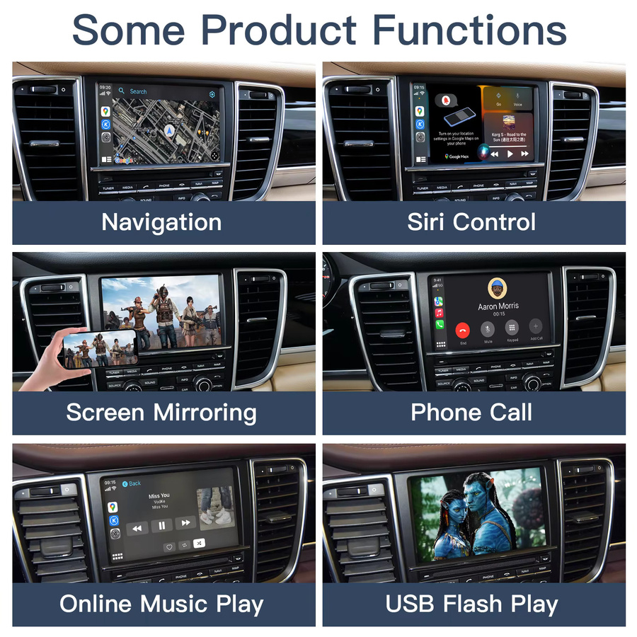 CARABC Drahtlose CarPlay und Android Auto Adapter für Porsche PCM3.1 Panamera Cayenne Cayman Macan Boxster 911 991 718 inklusive Rückfahrkamera, Schwarz - Bild 4