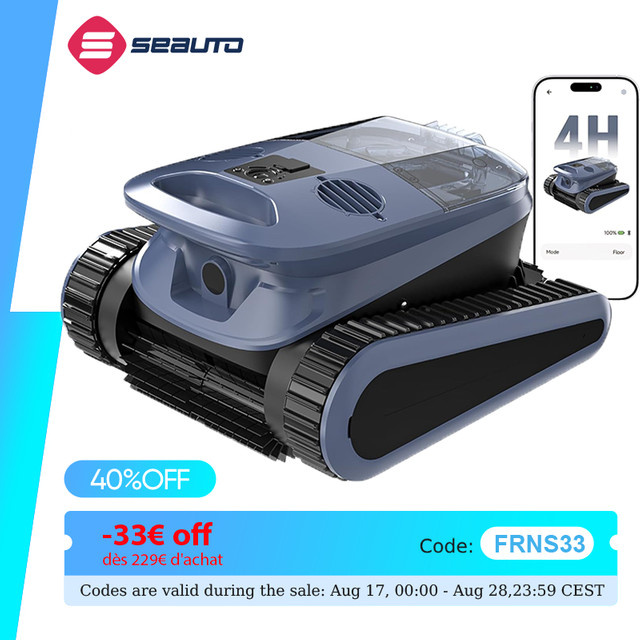 Seauto SAT 40 Poolroboter in Blau mit KI-Sonar-Navigation und Wasserlinienreinigung - Bild 1