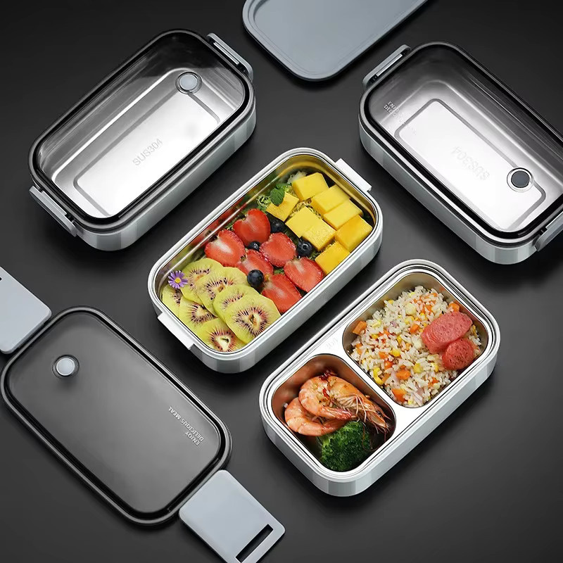 HOCOSHINE Lunchbox aus 304 Edelstahl in Pink, 2 Schichten, mikrowellengeeignet und tragbar - Bild 3