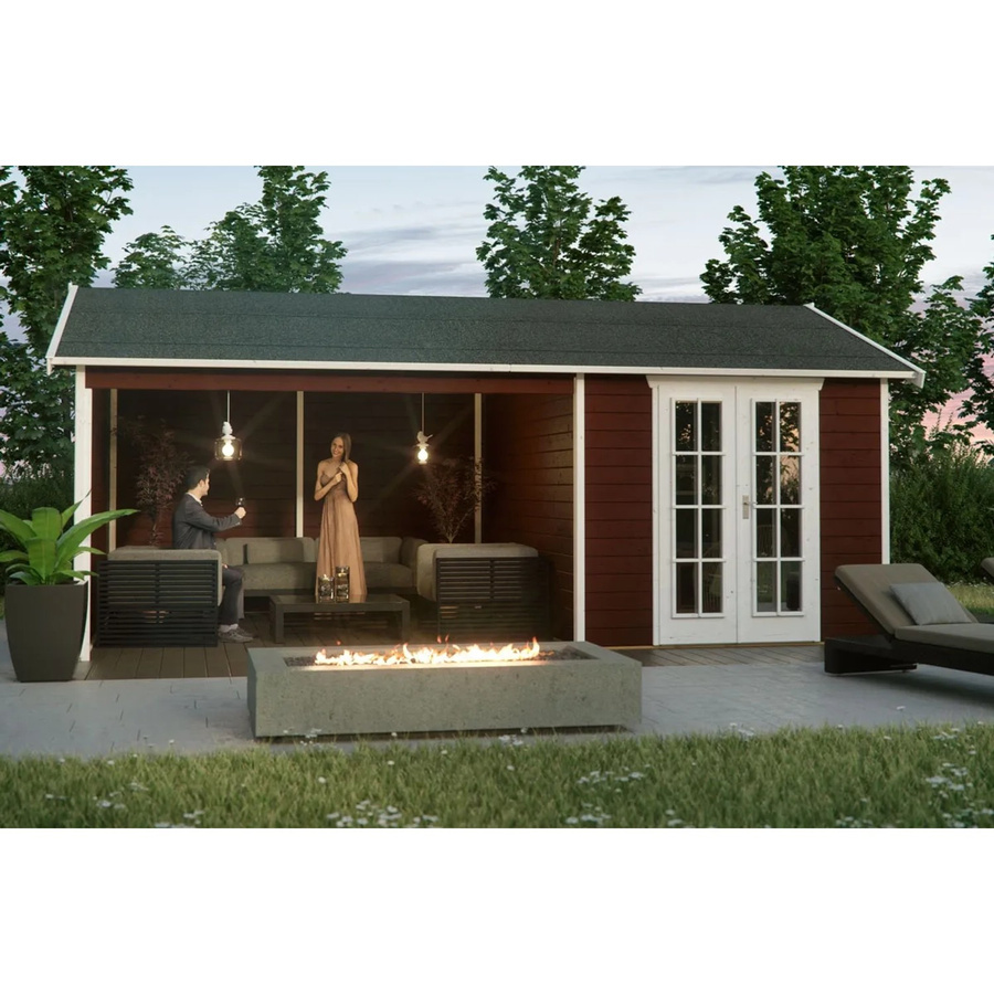 Skan Holz Gartenhaus Tilburg Satteldach in Schwedenrot, B: 653 cm, T: 420 cm - Bild 2