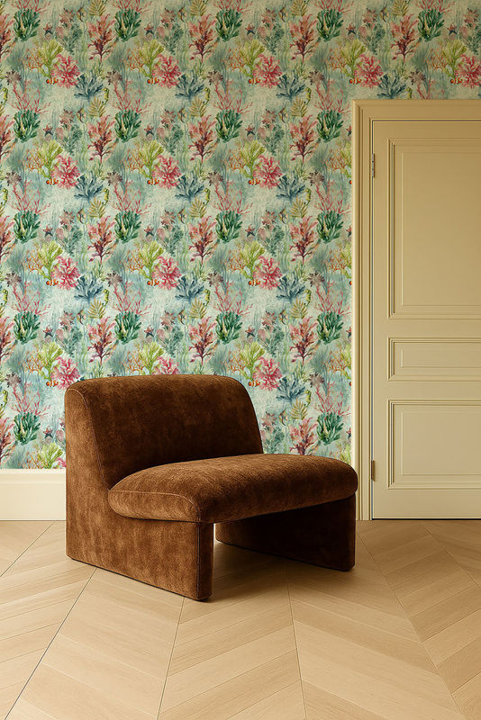 Clarke & Clarke Wallpaper Oceana Seafoam in Blau, Pink und Multicolour mit floralem und maritimem Design - Bild 2