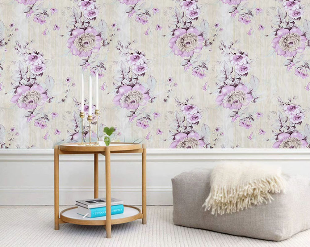 Selbstklebende Tapete von Meihodan mit lila Blumen im Retro-Stil als florale Wandgestaltung und Kontaktpapier für Möbel und Schränke - Bild 4