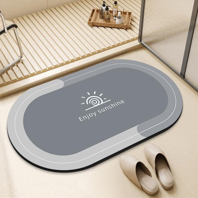 Yiran Furniture Badezimmer-Saugmatte aus Kieselalgen-Schlamm, grau, B/H: 60 x 40 cm - Bild 1