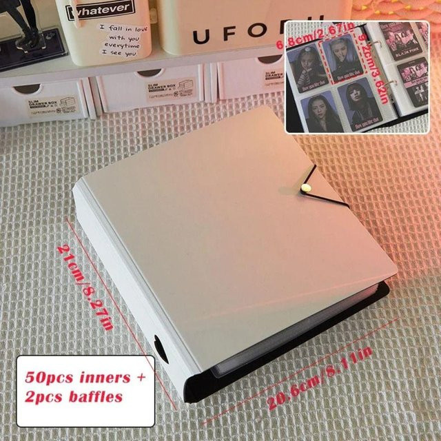 ZJzhide Fotokartenhalter A4 Album mit 50 Taschen in Weiß für Kpop Idol Sammelkarten - Bild 1