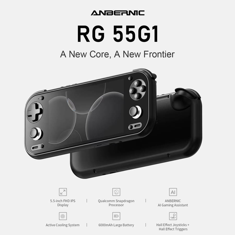 Anbernic RG 55G1 Retro-Handheld-Spielkonsole mit 5,5 Zoll Incell IPS Multi-Touch-Bildschirm, 6000mAh Akku, Android, Schwarz - Bild 2