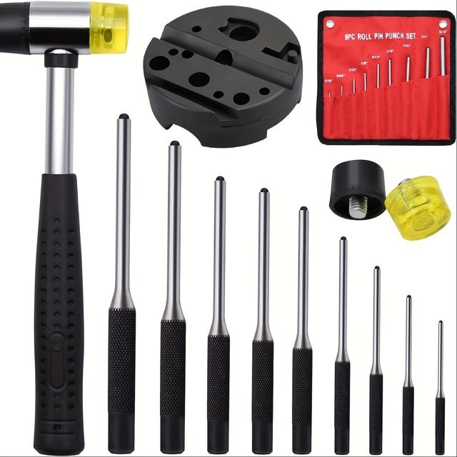 Roll Pin Punch Set mit Aufbewahrungstasche und Hammer zur Reparatur von Smithing Punch Werkzeugen - Bild 1