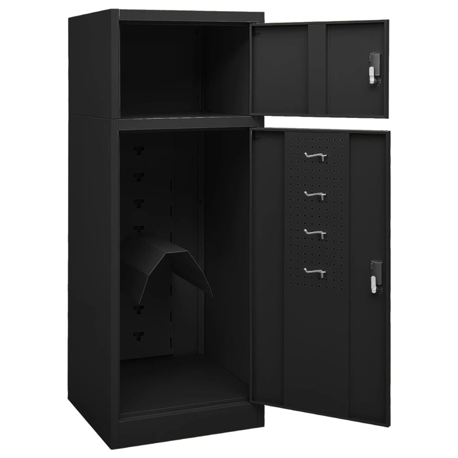 vidaXL Sattelschrank aus Stahl in Schwarz mit Schloss und Regalböden, B/T/H: 53 x 53 x 140 cm - Bild 3