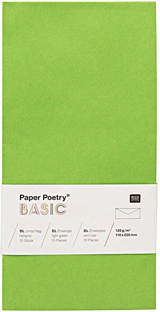 Rico Design Paper Poetry Kuvert Basic DL, 10 Stück, Hellgrün - Bild 1