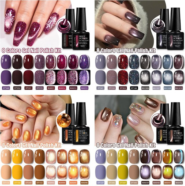 MEET ACROSS Magnetisches Gel & Farbe Gel Nagellack Kit, 9 Stück - Bild 1