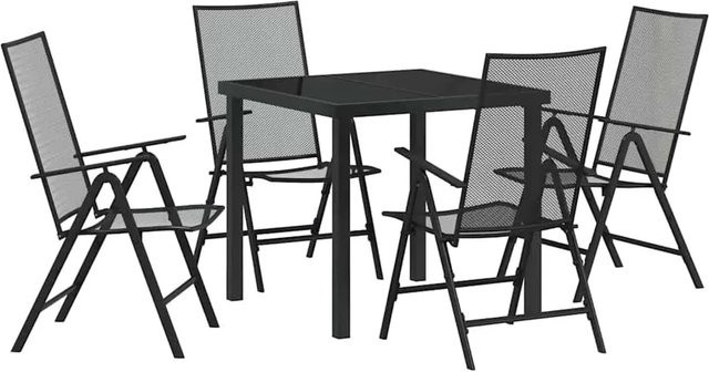 vidaXL 5-teilige Garten-Essgruppe aus pulverbeschichtetem Stahl in Anthrazit und Schwarz - Bild 1