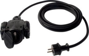 AS Schwabe Verlängerungskabel mit 3-Wege-Kupplung Schwarz 10 m H07RN-F 3G 1,5 mm² IP44 - Bild 1