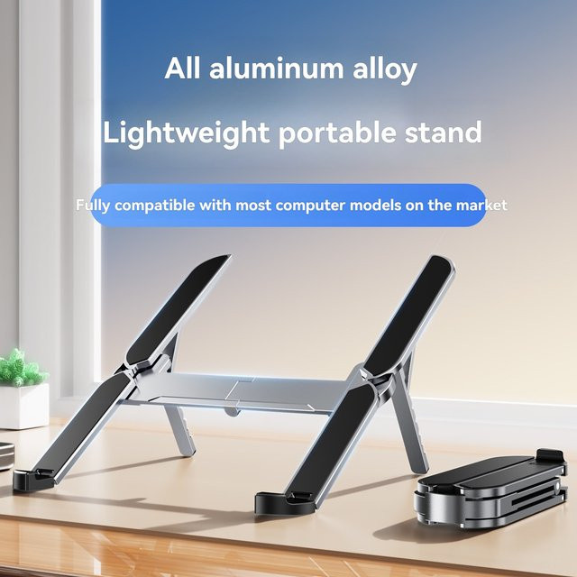YYLMONE Faltbarer Mini-Laptopständer aus Metall in Grau, verstellbarer Notebook-Halter für 10–17 Zoll Laptops - Bild 1
