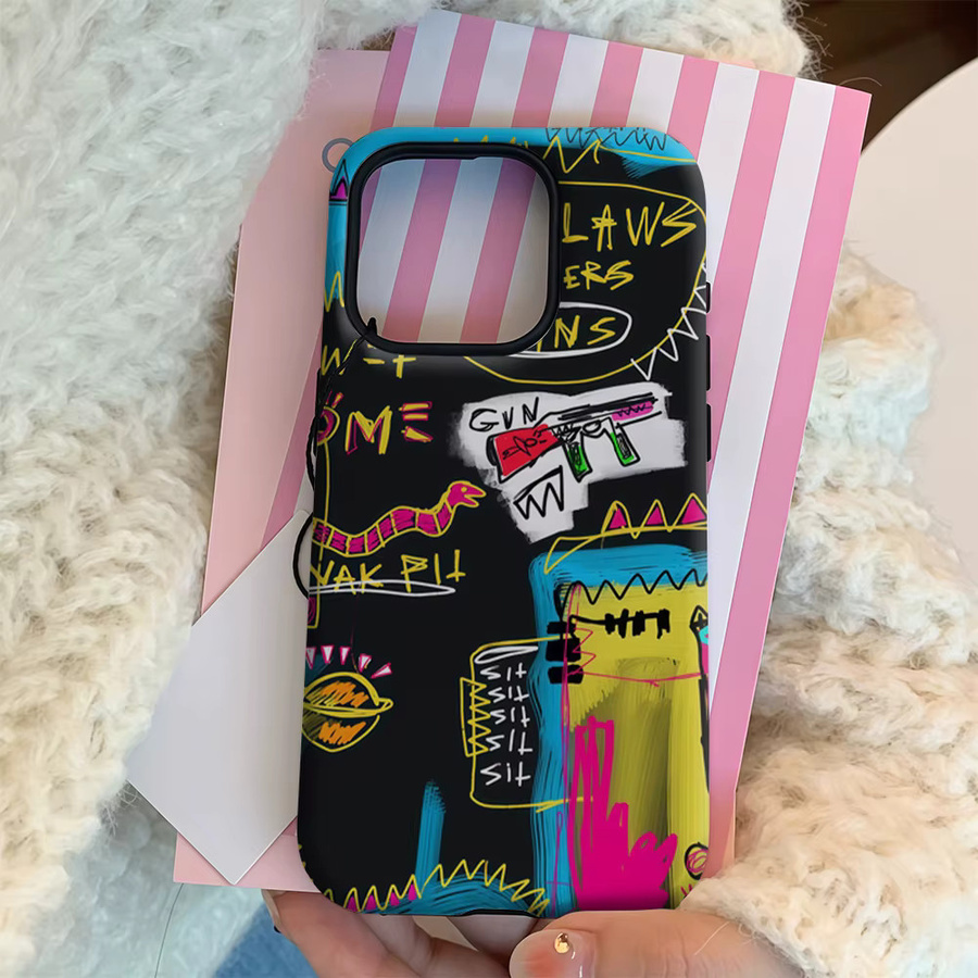Handyhülle im Graffiti-Stil für Apple iPhone 11 bis iPhone 17 Pro Max Plus, doppelschichtige Rückseite, multicolour - Bild 4