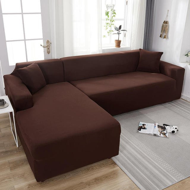 Wasserdichter und elastischer Ecksofabezug von WTEMPO in Dunkelbraun für L-förmige Sofas - Bild 1
